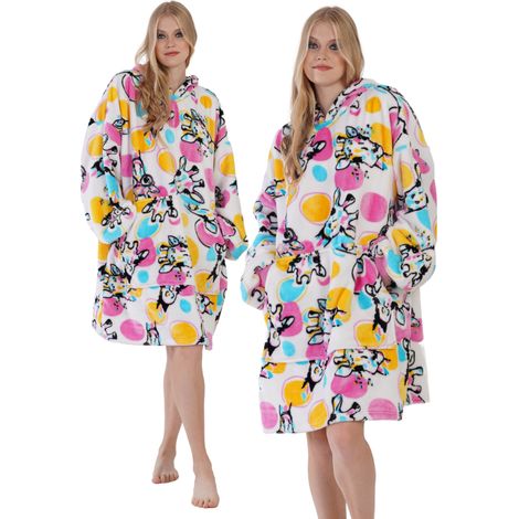 Felpa oversize KOC, coperta, felpa in peluche, accappatoio 2 in 1 con cappuccio, grande e caldo (1/5)