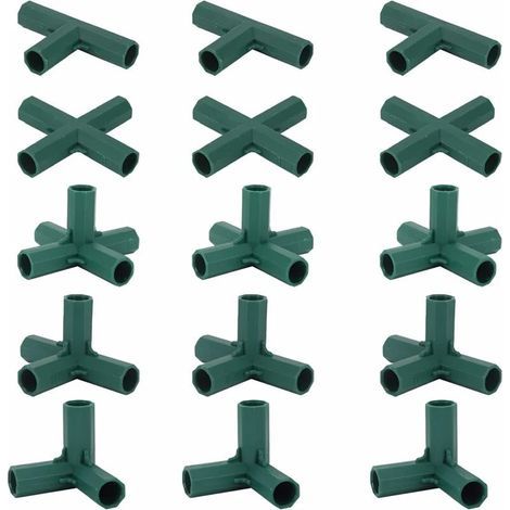 Connecteur Cadre Serre - Plastique Haute Résistance - Compatible Tube 16 mm - Té Droit Croix Té Fond - Pour Serre Jardin Pergola - Lot de 15 Pièces (1/5)