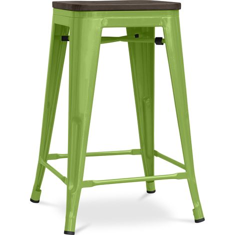 Barhocker - Industriedesign - Holz & Stahl - 60cm -Stylix Light green