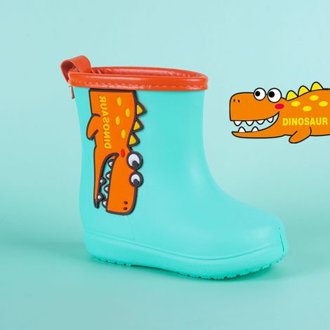 Bottes de pluie confortables pour enfants, motif dessin animé mignon, tige mi-haute, vertes, 150 mm (1/5)