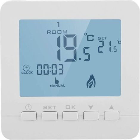 Thermostat de Chauffage Écran LCD Intelligent Régulateur de Température Ambiante Programmable,blanc (1/4)