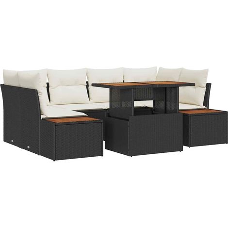 Garden Sofa Set 9 pcs Black and Beige vidaXL (1/5)