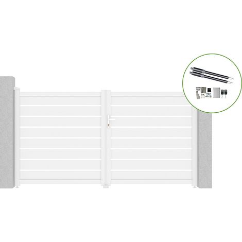 Flügeltor 3 m VOGEL H.160 cm Weißaluminium + Motorisierung RANGER B150