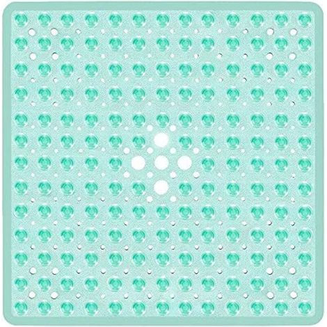 Tapis de Bain carré antidérapant à ventouses - Durable et élégant - Tapis de Douche antidérapant - Design Moderne - (Vert) (1/5)