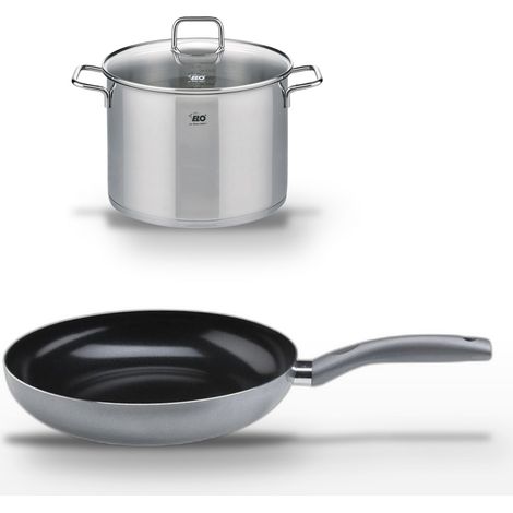 Lot Faitout en inox 26 cm 9,5L & Poêle 20 cm Elo Ducato