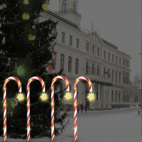 Guirlande lumineuse solaire en forme de canne de Noël, décorations de Noël à piquet, 1 à 8 LED, lampadaire (1/5)