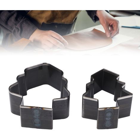 Ensemble de 2 moules à découper le cuir à la main en forme de sapin de Noël, 54 mm et 47 mm de hauteur. (1/5)