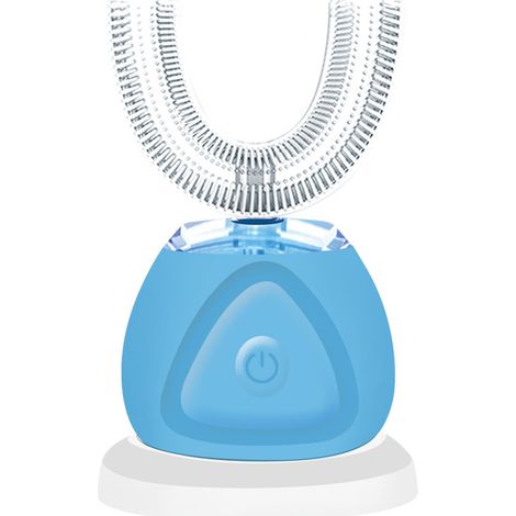 Brosse a dents electrique en forme de U Adultes IPX7 Brosse a dents automatique rechargeable etanche a 360 degres avec minuterie automatique 30s, modele: bleu (1/5)