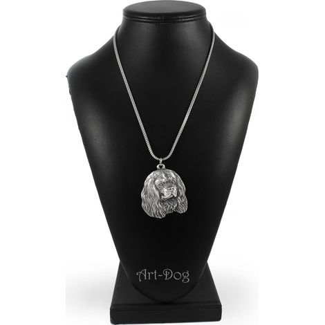 Collana con ciondolo a forma di cane Cavalier King Charles Spaniel su catena d'argento, gioiello unico di Art-Dog (1/5)