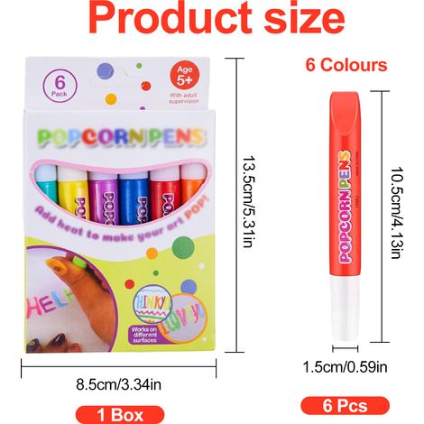 Stylo À Dessin 3D - Encre Gonflable Pour Création Artistique - Idéal Pour Cartes, Projets Scolaires Et Activités Manuelles - 6 Pièces