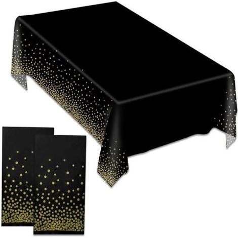 Rechteckige Tischdecke, wasserdicht – 2 Stück – Goldpunktmuster – 137 x 274 cm
