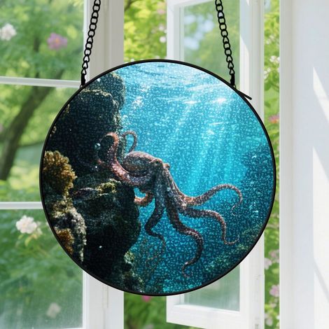 Capteur de Soleil en Vitrail  Décoration Spirituelle pour Maison 15cm (1/4)