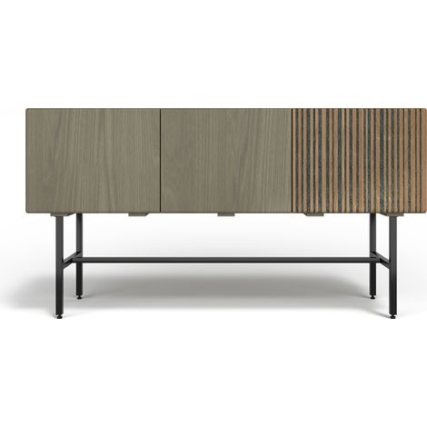 Holz-Sideboard - Vintage Design - 2 Türen - Calabri Grau