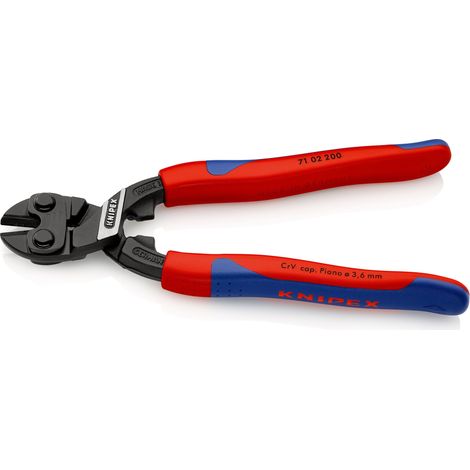 KNIPEX 71 02 200 CoBolt® Tronchese a doppia leva rivestiti in materiale bicomponente, forma affusolata atramentata nera 200 mm (1/3)