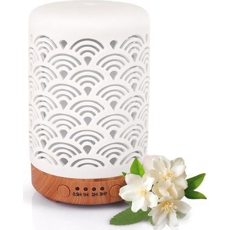 Diffuseur Huiles Essentielles, 100 ml Céramique Diffuseur Humidificateur, Diffuseur Parfum Maison Electrique avec 7 Couleurs LED (1/5)