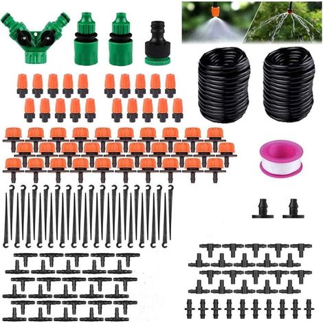 Système d'irrigation Goutte à Goutte Kits d'arrosage de Jardin 30m / 100ft Buse réglable DIY Système d’arrosage Automatique pour Plante de Serre, Plate-Bande, Patio, Gazon (1/5)