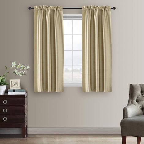 Paire de Rideaux Occultants à Effet Métallisé, Tende Isolante pour Salon, Chambre, Bureau, Balcon, Porte, Fenêtre, 2 Panneaux avec Passe-tringle (Or, 70 x 150 cm) (1/5)