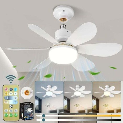 ODIPIE Ventilador de techo, ventilador de techo silencioso, lámpara de ventilador de techo de 40 W con casquillo E27, 6 aspas, 3 velocidades, silencioso, para salón, dormitorio, dormitorio (52 cm) (1/5)