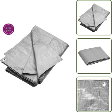 The Living Store Telone 180 g/m² 3x3 m Grigio HDPE - Telo da copertura