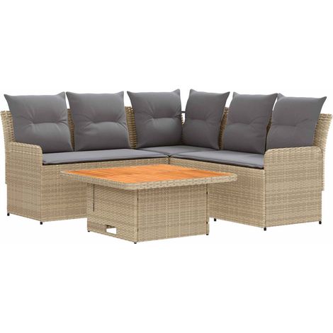 Furniture Sets with Pillow 4 pcs Beige and Light Grey PE Rattan vidaXL (1/5)