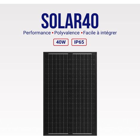 Panneau solaire monocristallin 40 W IP65 haute efficacité RE-LION FACTORY® SOLAR 40 (1/5)