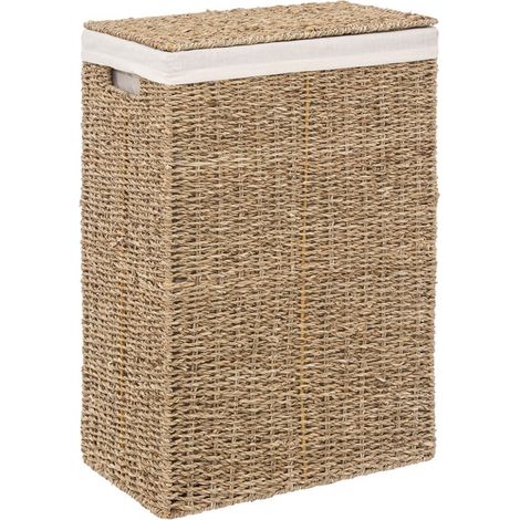 5Five Simply Smart – Panier à linge en osier naturel – Dimensions L. 38 x P. 22 x H. 55 cm – Charme moderne pour salle de bain (1/4)