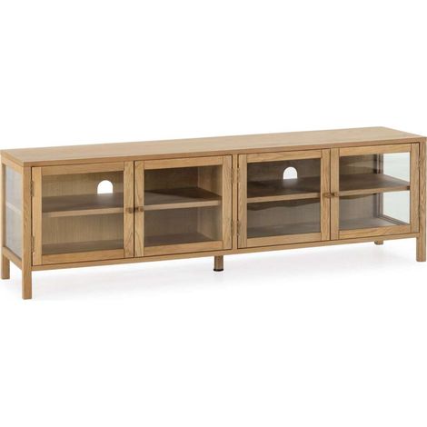 Mueble para televisión Md-Cyan 4 puertas acabado roble, 160cm(ancho) 50cm(altura) 40cm(fondo). (1/5)