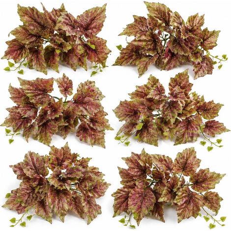 Pack of 6 x 30cm Artificial Trailing Pink and Green Caladium (1/5)