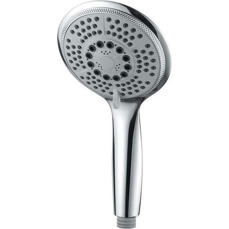 Cabezal de ducha de mano de 5 chorros para baño, cabezal de ducha grande (G1/2 pulgada, 120 mm), cromado [Clase energética A+] (1/4)