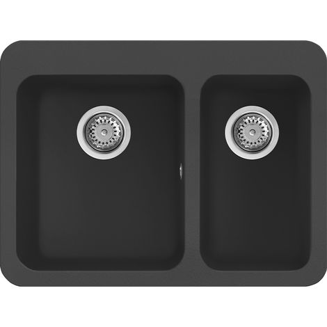 Lavello Elleci Incasso 2 vasche 70x53 Fox 330 Granitek Nero Full Black LGF33040BTP (1/5)