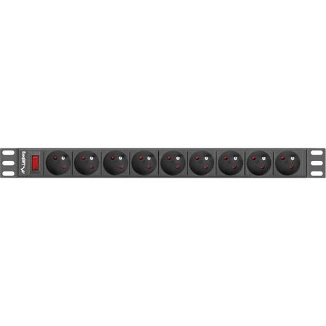 Regleta de alimentación Lanberg para montaje en rack 1U 16A PDU 19" 9x PL 3m negra (1/4)