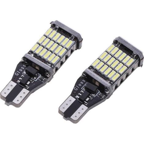 2pcs T15 4014 45SMD LED Largeur de Secours Ampoule de recul Blanc 6500K, Phare Automobile Lampe de Frein Lampe de Frein (1/5)