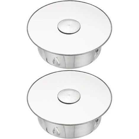 Lot de 2 Bouchon pour Tuyau, Cache-trou de cheminée, Cache Tuyau, Couvercle De Trou De Cheminée,Bouchon Cheminée Perforé en Acier Inoxydable Ø 75mm Profondeur 42mm, argent (1/5)