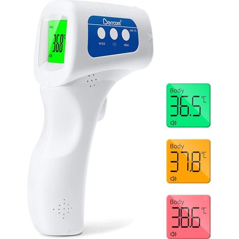 Thermomètre frontal infrarouge sans contact pour bébé, thermomètre médical numérique avec lecture immédiate, alarme de fièvre (1/5)