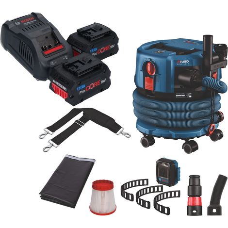 Bosch GAS 18V-12 MC Aspiratore professionale a batteria BITURBO Brushless + 2x batteria ProCore 5,5 Ah + caricatore rapido + accessori