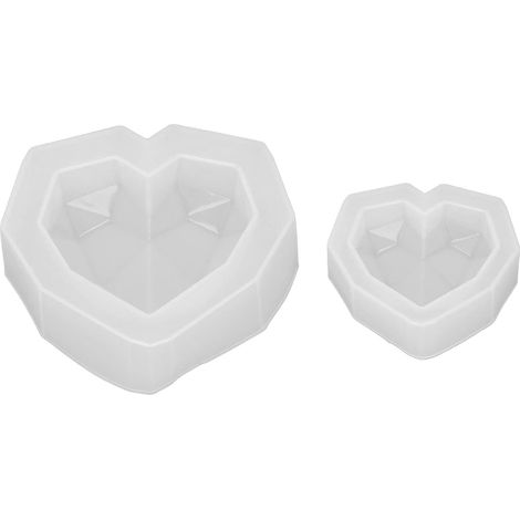 2 Pièces Moule en Silicone en Forme De Coeur, Miroir Antiadhésif Géométrique Bricolage Cristal Goutte Colle Silicone Moule Bijoux Ornements (1/5)