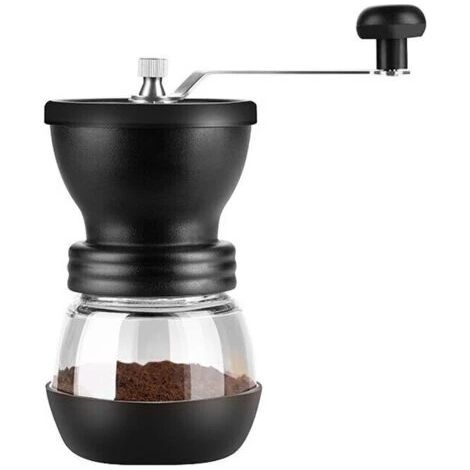 Moulin à café manuel en acier inoxydable, céramique, verre ou silicone, portable, noir, pour expresso, cafetière à piston et café filtre.-AquaForge (1/5)