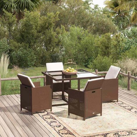 vidaXL Set da Pranzo da Giardino 5pz con Cuscini in Polyrattan