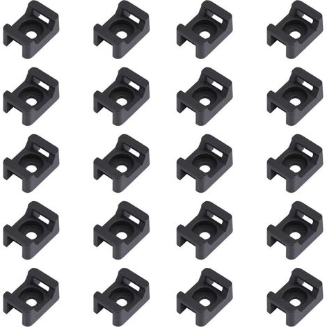 100PCS Attache de câble noir supports 23mmx16mm de type selle support de base de câble