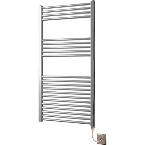 York Flat Chrome Electric Towel Rail 600 x 1200mm Towel Radiator