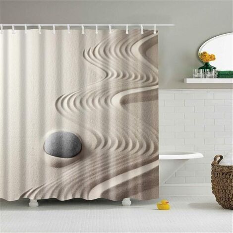 Rideau de Douche Tissu Lavable, Rideaux de Salle de Bain Facile à Nettoyer Résistant à l'eau Anti-moisissure Décor À La Maison Accessoires (Sable Fin,120x180cm) (1/3)