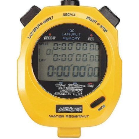 Ultrak 495-100 Stoppuhr mit Dual-Zwischenzeitspeicher – Gelb – DF