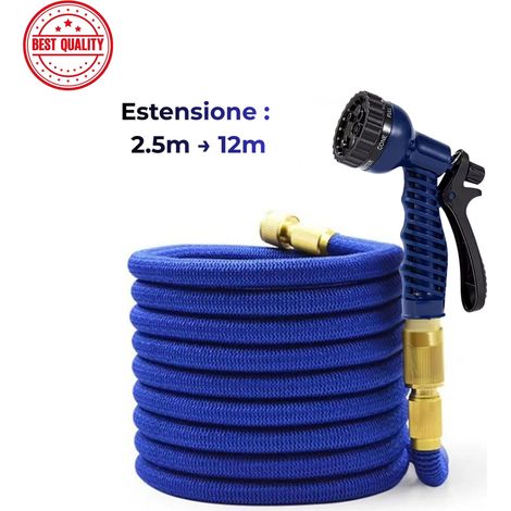 Tubo Acqua Giardino Estensibile 2.5-12 Metri Pompa Flessibile Irrigazione A25 (1/5)