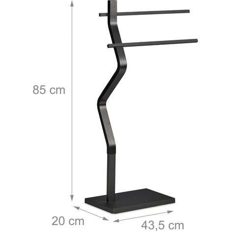 Toallero moderno no fijo con 2 barras desalineadas 70 x 30 x 15 cm accesorios prácticos de acero negro 130013597 (1/3)