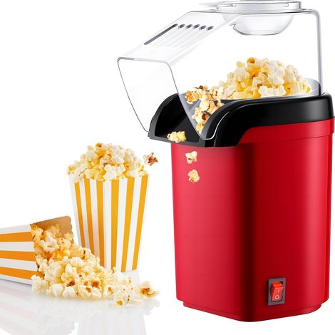 Machine à Pop Corn Air Chaud, Mini Machine Pop Corn Rétro, Machine à Popcorn à Air Chaud 1200W, Sans Gras Huile Popcorn Maker, Poping Rapide en 3 Minutes, Pour Maison, Soirées Football, Fêtes De Noël (1/5)