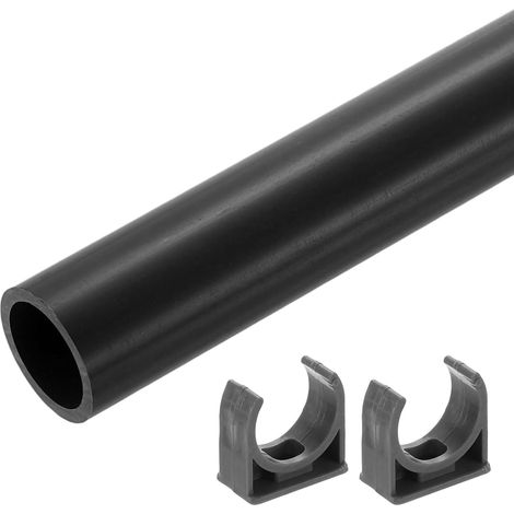2Pcs Tube Rigide En PVC, 500mm Longueur Tube Rond, 36mm Diamètre Intérieur 40mm Diamètre Extérieur Tubes En Plastique Avec Collier Pour Aquarium, Gris Foncé (1/5)
