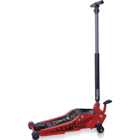Drakkar Equipement – Cric rouleur 2 tonnes – Hauteur levée 500 mm – Hydraulique extra bas avec pédale – Roues en nylon silencieuses (1/3)