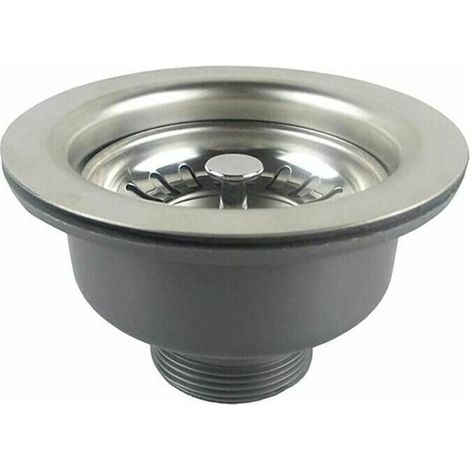 Bonde d\'évier sans trop-plein – Panier inox ø 110 mm – Acier inoxydable et ABS – Finition satinée anti-rayures (1/5)