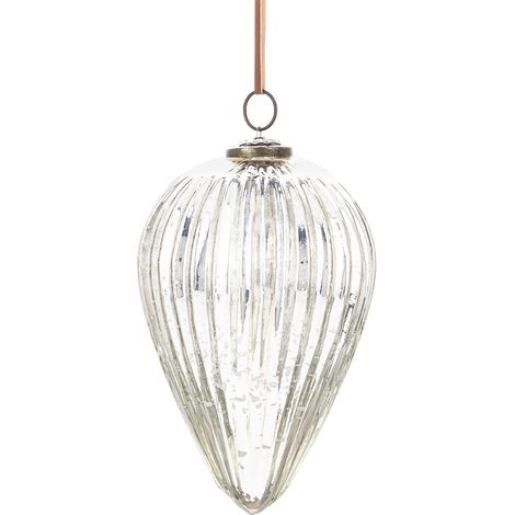 Pallina decorativa in vetro di Delhi, argento, 23x13x13 cm