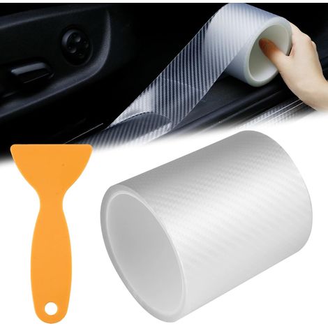 Pellicola adesiva antigraffio per auto, 10 cm x 300 cm, trasparente, con 1 spatola, pellicola protettiva universale per battitacco, adatta per auto, biciclette e moto. (1/5)
